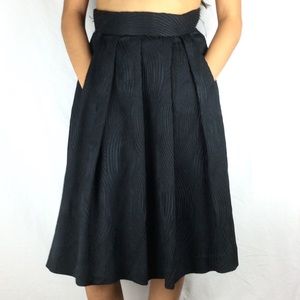 H&M Black Midi Wave Textured Skirt with POCKETS
